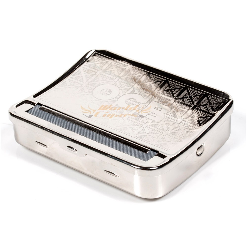 OCB Automatic Rolling Box - Silver Cigarette Roller Box Metal